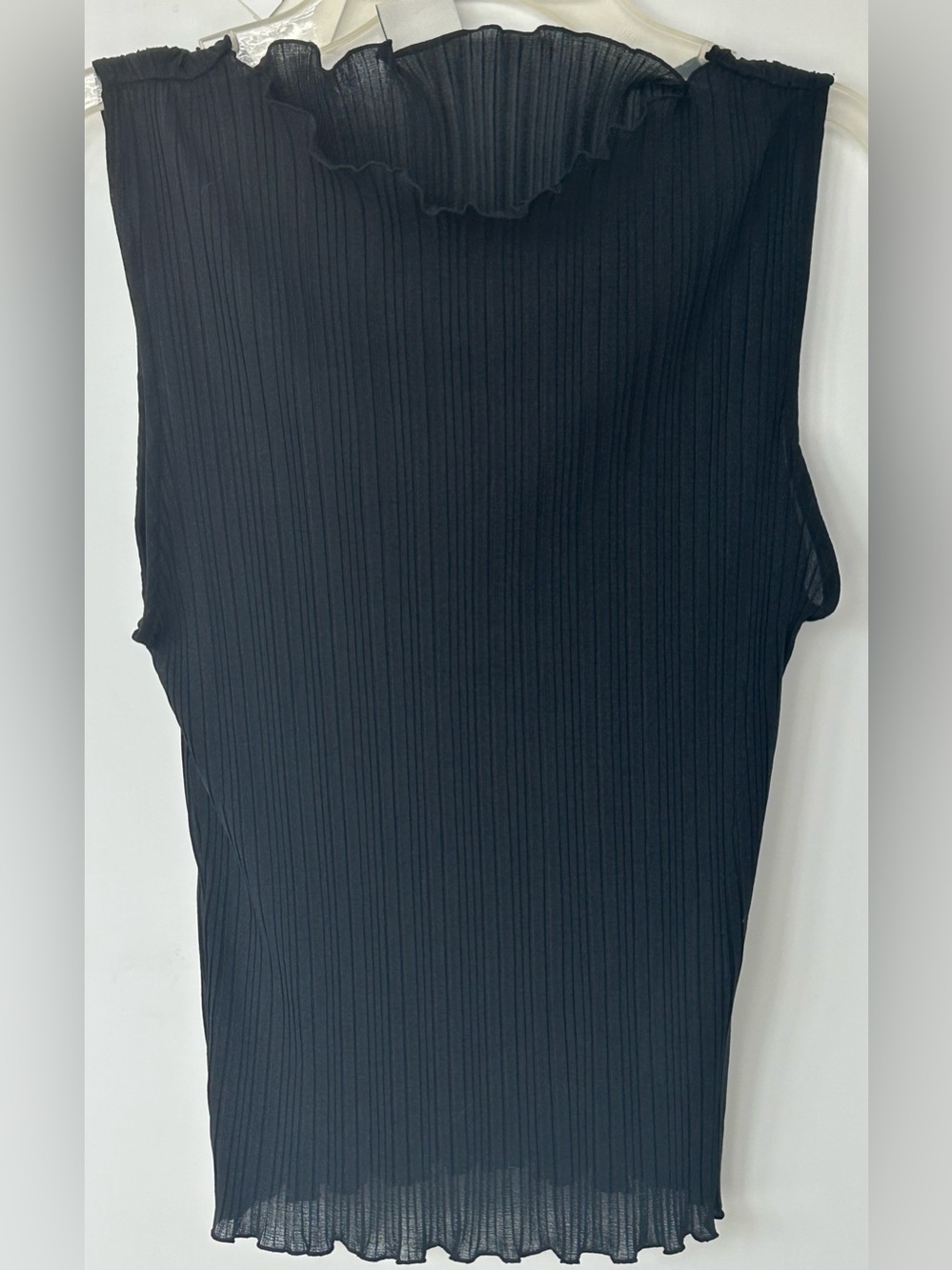 NWT Abercrombie & Fitch Black Pleated Mock Neck Ruffle Tank Top M